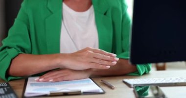 Confident friendly female business professional HR representative. Consultant manager extending hand for handshake and greeting