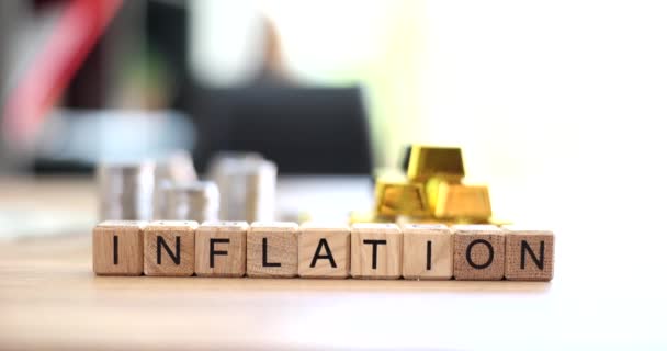 Stacks Coins Gold Bars Word Inflation Decrease Price Gold Trade — Video