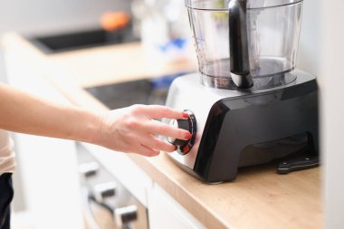 Cooking with mixer blender and kitchen utensils. Blender and food mixer concept