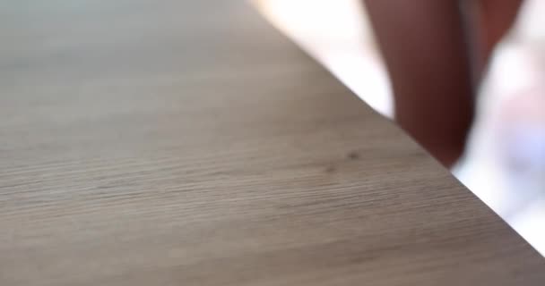 Female Hand Putting Key Apartment Table Closeup Movie Slow Motion — 图库视频影像
