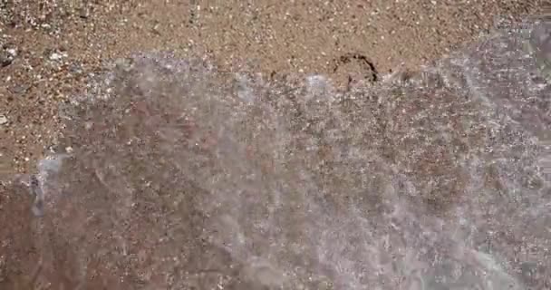 Incoming Wave Washes Away Inscription 2022 Sand End Old Beginning — Stok video