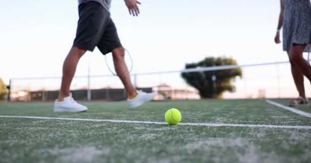Handshake Tennis Court Respect Partner Fair Play Sports Concept — Αρχείο Βίντεο