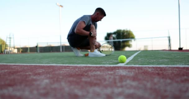 Leg Sprains Common Injuries Men Tennis Sports Injuries — Stock Video