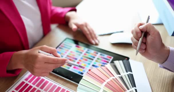 Interior Designer Discusses Project Customer Choice Color Color Palette Catalog — Video