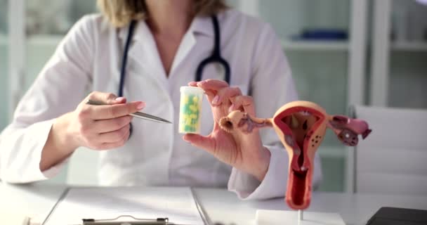 Gynecological Examination Uterus Infertility Treatment Diseases Reproductive System Drugs Tablets — Vídeos de Stock
