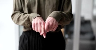 Woman fingers making gesture together hands working together. ability to negotiate emotions of compromise in conflict