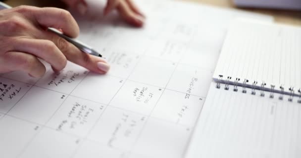 Business Planning Business Woman Working Checking Calendar Workplace Take Notes — 图库视频影像
