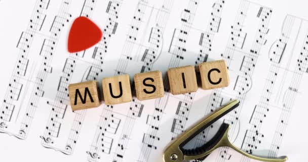 Red Heart Musical Notes Text Music Music Notebook Heart Love — Stok video