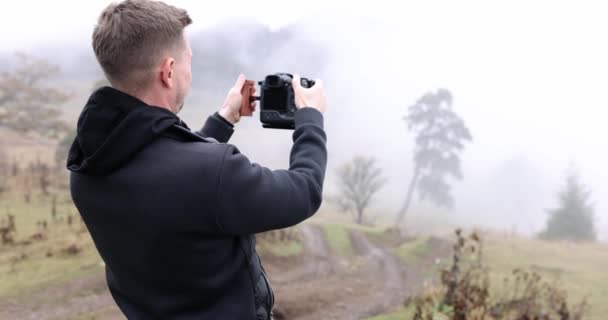 Photographer Landscape Camera Movie Slow Motion Photography Hobby Concept — Stockvideo