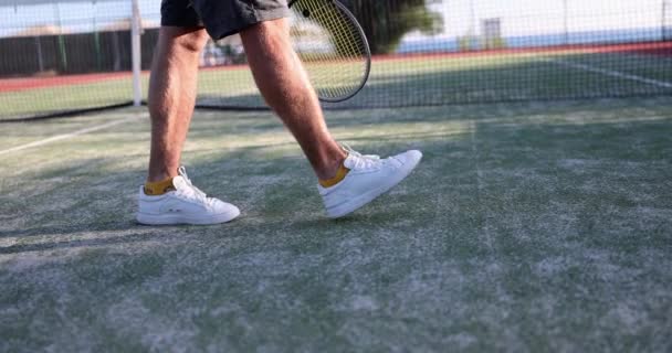 테니스를 코트에서 슬로우 모션으로 취미와 테니스의 — 비디오