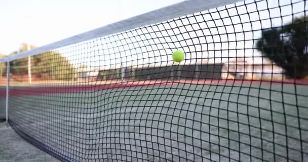 Tennis Ball Net Playing Tennis Losing Tennis Player Tennis Court — Video Stock