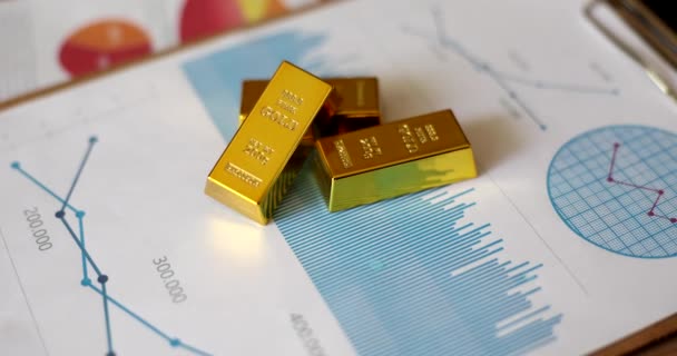 Gold Bar Investment Financial Analysis Report Gold Market Gold Price — Video Stock