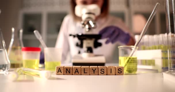 Scientist Looks Microscope Examines Oil Oil Product Quality Oil Analysis — Stock Video