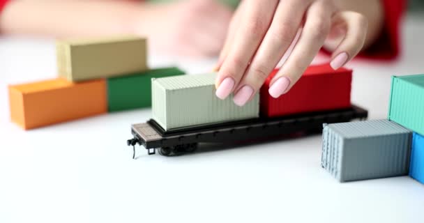グローバルビジネス物流輸出入鉄道 コンテナ貨物コンテナ及び鉄道輸送サービスの概念 — ストック動画
