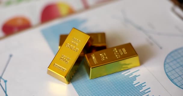 Gold Bars Financial Statistics Document Charts Analytics Charts Futures Contracts — Stock video