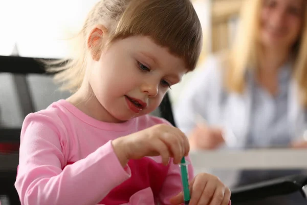Portrait Beautiful Little Girl Background Doctor Pediatric Services Children Health — Stockfoto