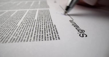 El imzası sözleşmesi ve belgenin kapanış 4K filmine tarih koymak. Önemli kağıt konsepti sertifikası