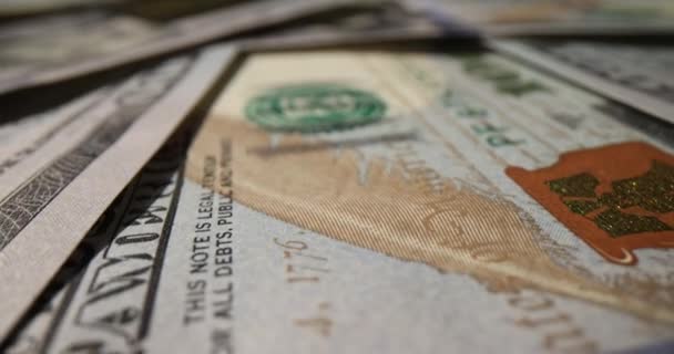 Latar Belakang Tunai Dengan Uang Kertas 100 Dolar Amerika Konsep — Stok Video