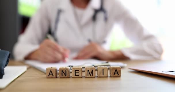 Word Anemia Doctor Examines Results Medical Research Anemia Blood Disease — Stock Video
