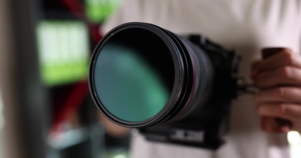Profesyonel Geniş Açı Kamera Lensi Fotoğraf Merceği Hobi Konsept Fotoğrafçılık — Stok video