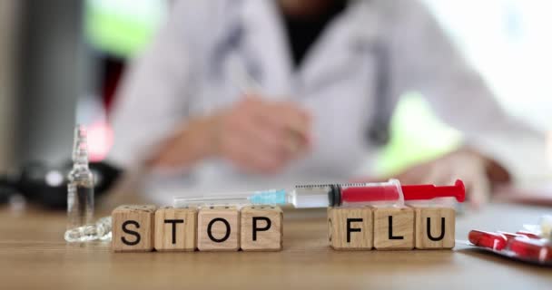 停止在注射器中使用流感病毒和流感疫苗 药物治疗和疫苗接种的开始 — 图库视频影像