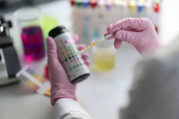 Chemist Scientist Holding Test Hands Closeup Analysis Laboratory Concept — Stock Photo, Image
