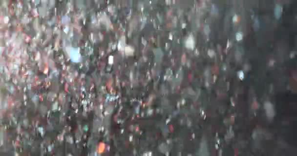 Veel Heldere Glanzende Sprankelende Veelkleurige Confetti Vakantie Closeup Film Heldere — Stockvideo