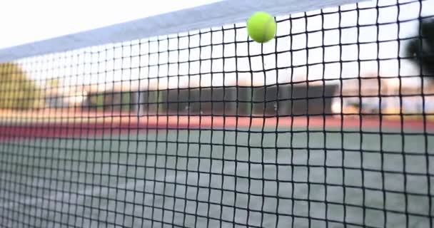 网球在网球场上触网 网球训练 — 图库视频影像
