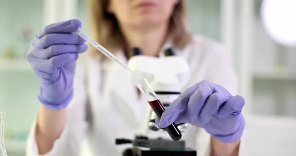 Laboratory Glassware Dropper Scientist Dripping Liquid Test Tube Researcher Scientific — Stock Video