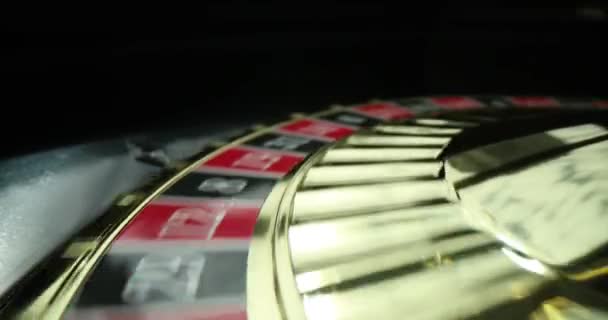 Metal Ball Spinning Roulette Wheel Casino Closeup Movie Gambling Concept — Stock Video