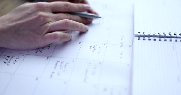 Business Woman Writing Handwriting Making List Paper Planner Managing Work — Stock Video