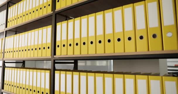 Arşivdeki Raflarda Aynı Sarı Klasörleri Belgeleri Arşiv — Stok video