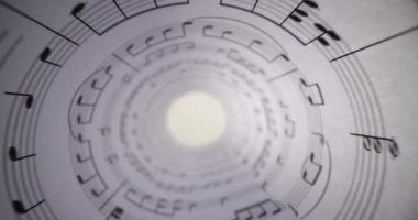 Arka planda müzik notaları ve parlak bir ışık. Müzik gösteriminin temellerini öğrenme
