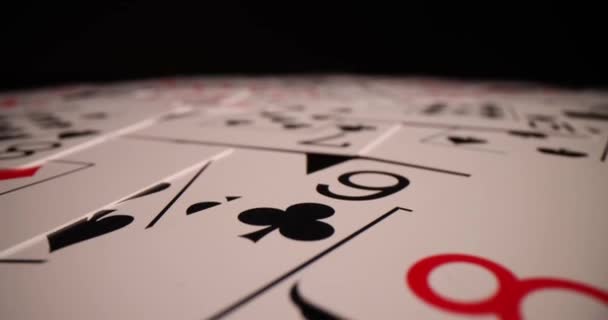 Giocare Carte Poker Sfondo Nero Carte Gioco Concetto Dipendenza — Video Stock