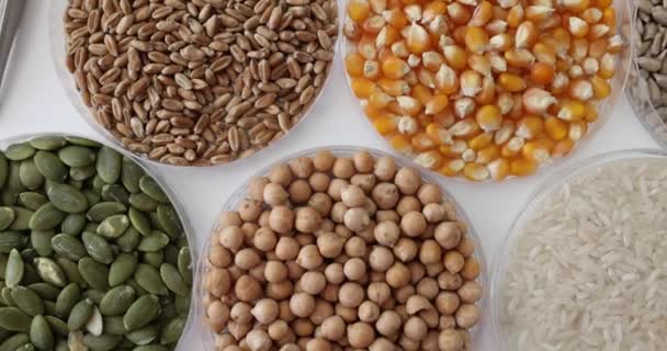 Laboratuvarda Analiz Için Cam Şişelerdeki Farklı Tahıllar Gdo Araştırmaları Için — Stok video