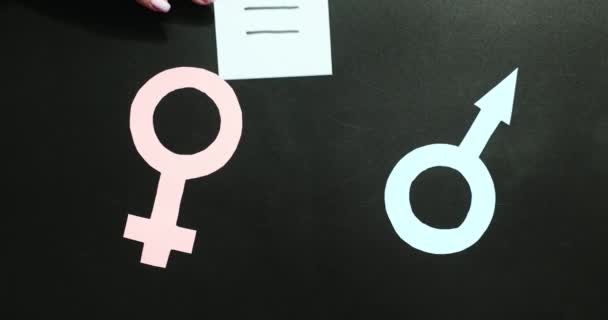 Concepto Igualdad Género Cubos Madera Icono Del Piso Bloques Madera — Vídeo de stock