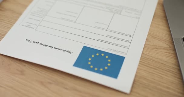 Application Schengen Visa Fill Out Document Applying Entry European Union — Stock Video