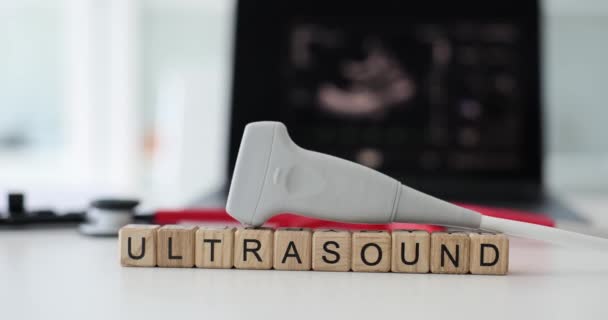 Klinikteki Organların Ultrasonu Için Sensör Nsan Hayvan Vücudunu Ultrasonik Dalgalarla — Stok video