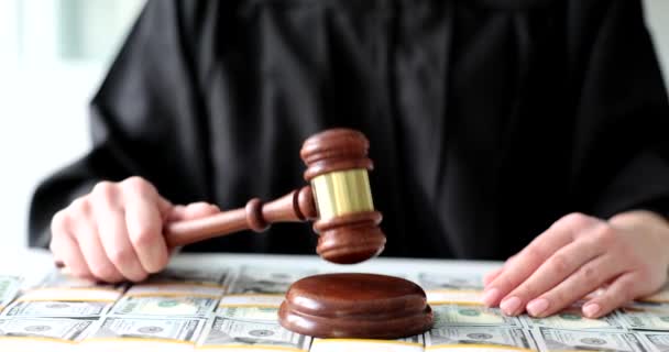 Influência Dinheiro Judiciário Corrupção Licitação Leilões Ideia Conceito Falência Juiz — Vídeo de Stock
