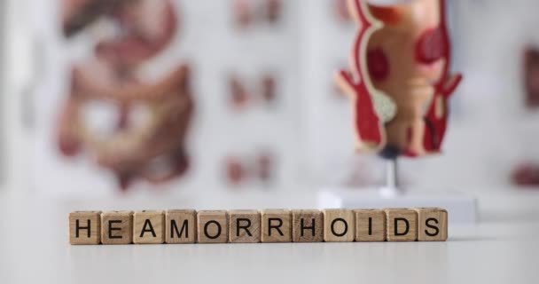 Hemoroidler Klinikteki Bulanık Rektum Modeline Karşı Ahşap Küplerden Yapılmış Rektal — Stok video