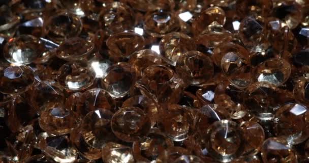 Heap Expensive Orange Diamonds Lying Dark Table Reflecting Bright Light — Stock Video