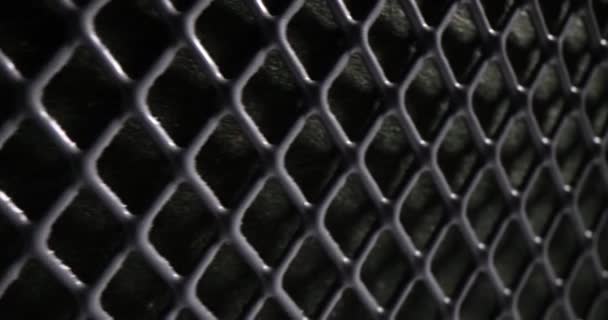 Durable Protective Metal Mesh Small Square Cells Quickly Changes Dark — Stock Video