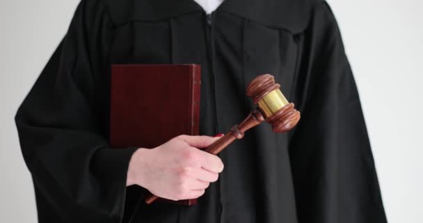 Spravedlnost Soudce Soudní Síni Kladívko Knihu Právní Poradenství Koncepce Spravedlnosti — Stock video