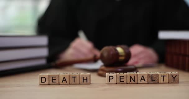 Pena Morte Martelo Com Juiz Tribunal Direito Abolição Sanção Prevista — Vídeo de Stock