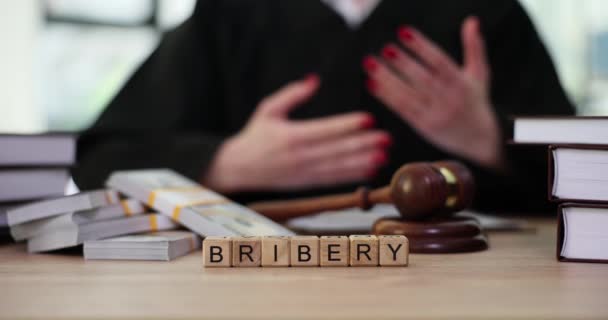 Corruzione Soldi Con Martelletto Giudice Aula Legislazione Dei Paesi Materia — Video Stock