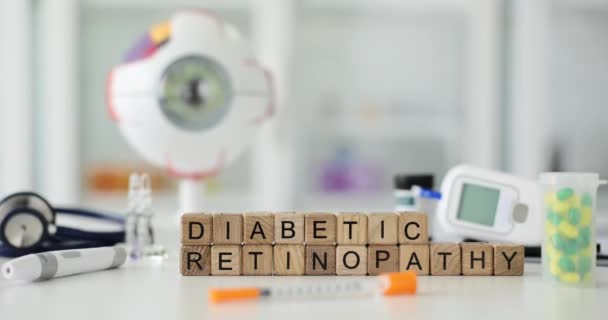 Диабетическая Ретинопатия Осложнение Сахарного Диабета Диабетическая Ретинопатия Повреждение Сетчатки Глаза — стоковое видео
