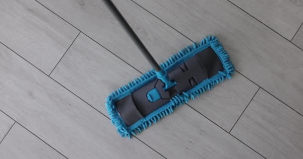 Cleaning Wooden Floor Mop Top View Cleaning Service — Stock Video