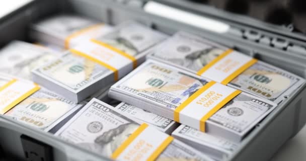 Dollar Rekeningen Packs Voor Betaling Van Deal Met Klant Open — Stockvideo