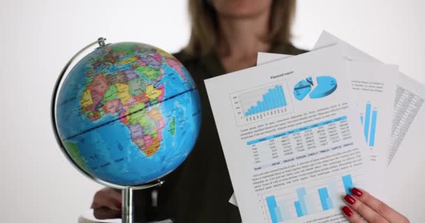 Globo Mundo Financeiro Gráficos Análise Negócios Finanças Contabilidade Estatísticas — Vídeo de Stock
