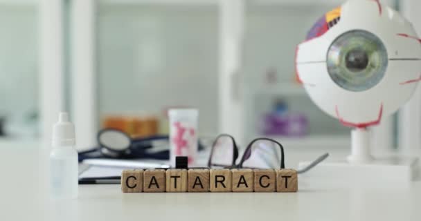 Cataract Veroorzaakt Symptomen Behandeling Preventie Van Gezondheid Van Ogen Staar — Stockvideo